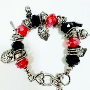 Rare ! Brighton red & black Red Sox baseball charm bracelet